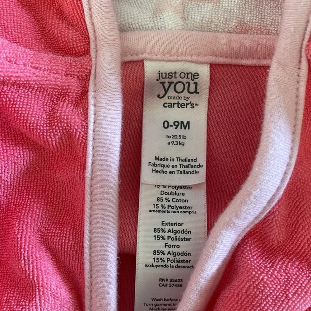 Carter’s Baby Girl’s Robe Sz 0-9M